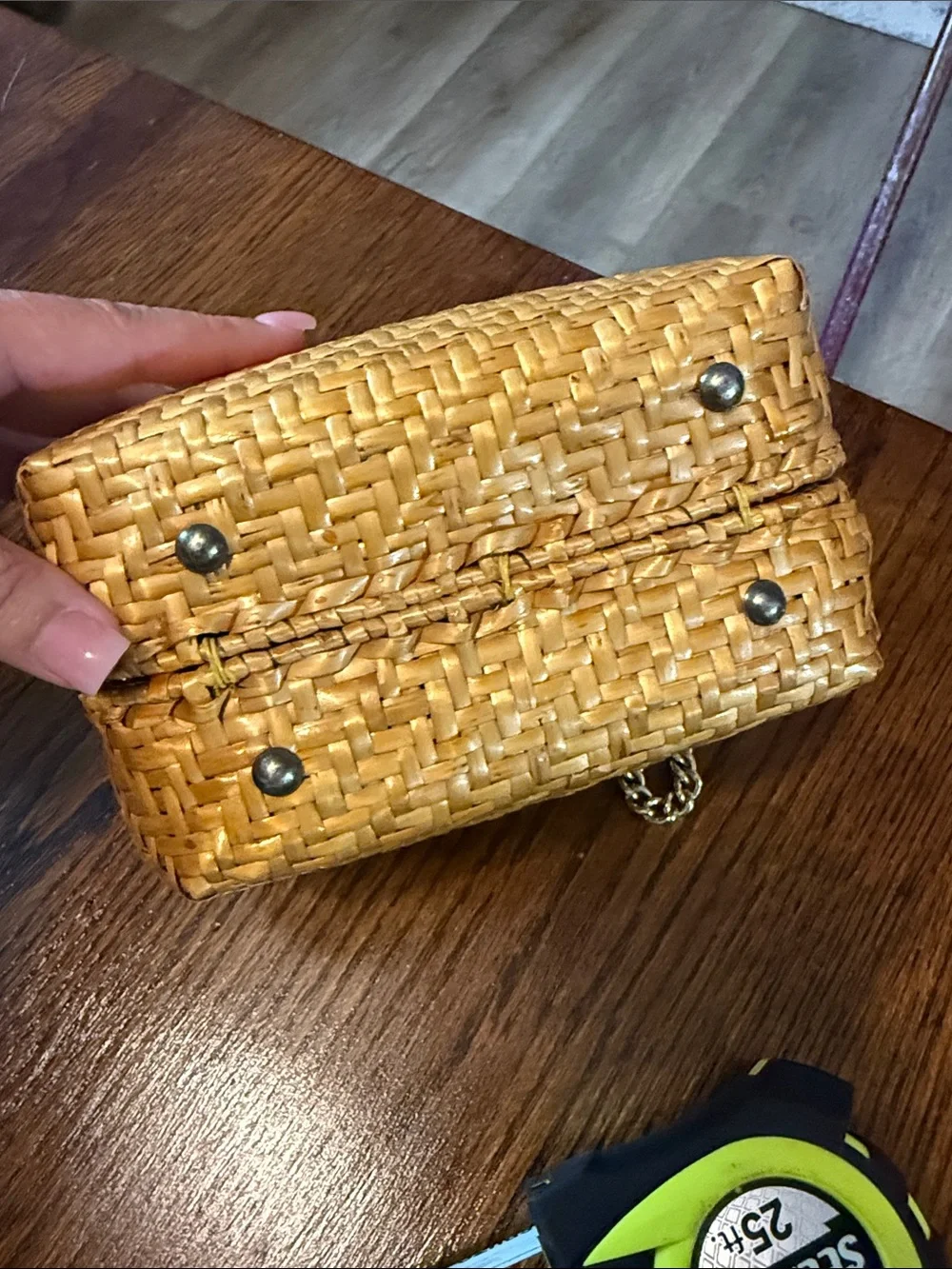 Woven Straw Clutch Bag in Yellow